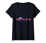 donna dog paw print heartbeat genderfluid flag pet lover pulse ecg maglietta con collo a v