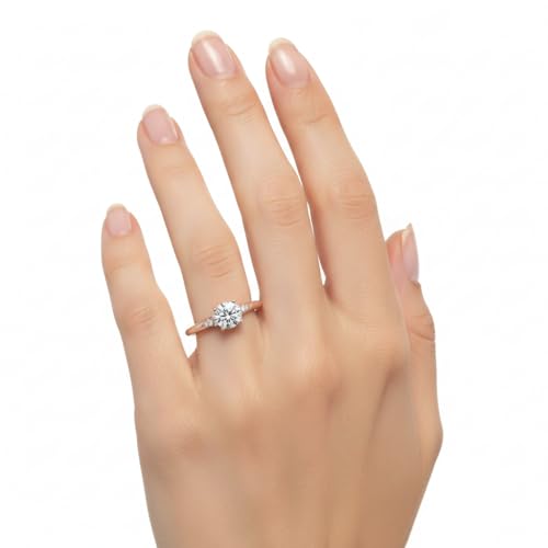 Image of Choose Your Gemstone Petite Dome Engagement Ring Rose Gold Plated Round Shape Petite Engagement Rings Everyday Jewelry Wedding Jewelry Handmade Gifts for Wife US Size 4 to 12