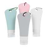 Abaodam 4 Sets Large Capacity Silicone Travel Bottles with Hanging Refillable Toiletry Containers for Shampoo Lotion Shower Gel Portable Empty Storage Bottles for Travel