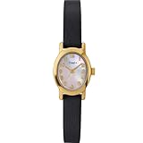 Timex Women's Cavatina 18mm Watch - Black Strap Mother of Pearl Dial Gold-Tone Case