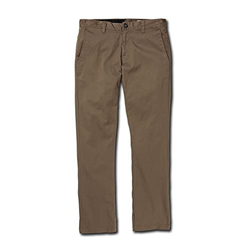 Volcom Men's Frickin Modern Fit Stretch Chino Pant, Mushroom, 34W x 32L