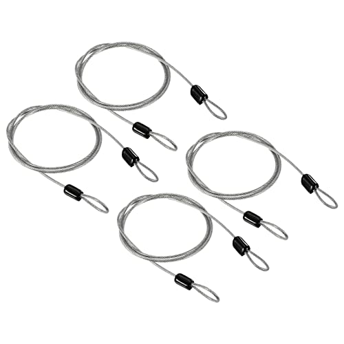 PATIKIL Security Steel Cable 2.5mm x 1m/3.28ft Coated Luggage Lock Wire Rope with Double Loop Transparent 4 Pack