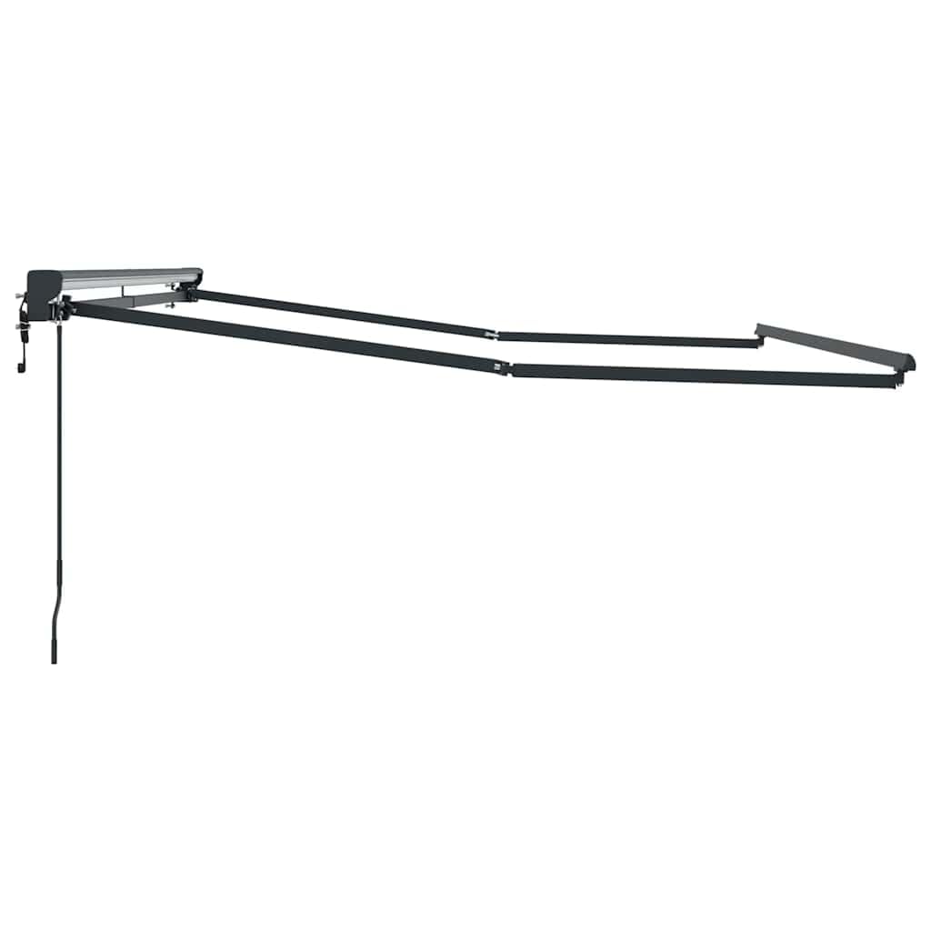 Markisenrahmen verstellbar Anthrazit 350 x 250 cm für Terrasse Garten aus pulverbeschichtetem Stahl mit Kurbel
