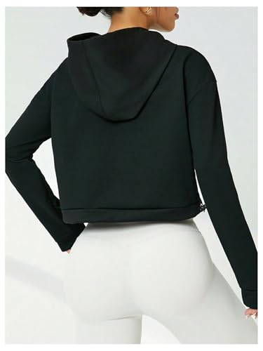 Verdusa Women's Letter Print Drawstring Hoodies Long Sleeve Cropped Hooded Sweatshirts2