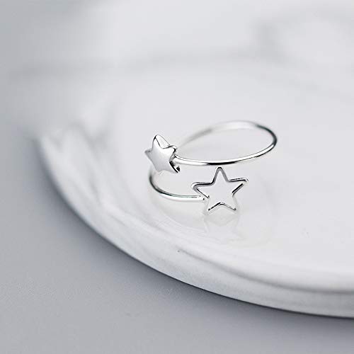 NewZenro Double Star Wrap Open Ring for Women S925 Sterling Silver Dainty Adjustable Statement Engagement Thin Tiny Finger Rings Jewelry Gifts for Bff Daughter Birthday3