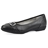 CLIFFS BY WHITE MOUNTAIN Women's Calming Cushioned Ballet Flat, Black/Burn/Smooth, 9 W