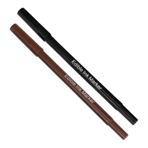 Alipis 2 Pezzi Pennarelli Alimentari Doppia Punta per Decorare Biscotti e Torte Colori Nero e Marrone Penne per Scrivere su Pasta di Zucchero e Fondant per Decorazione Te