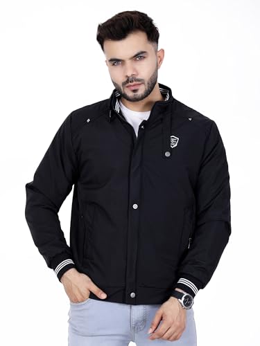 Image of Dollar Full Sleeves Bomber Jacket for Men | TPU Men's Standing Collar Lightweight Winter Jacket, Regular Fit
