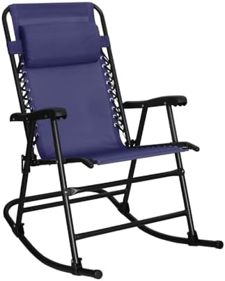 Amazon Basics Outdoor Portable Folding Rocking Chair with Headres...