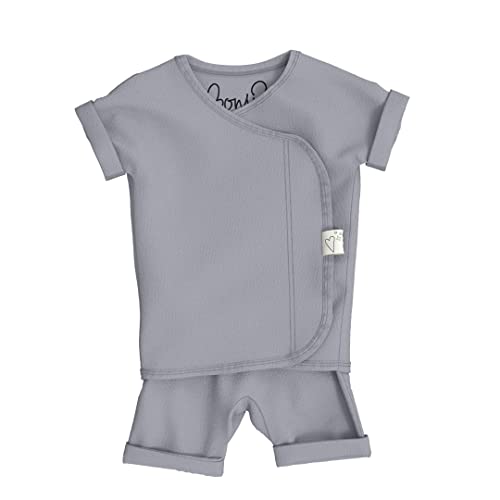Image of Bonsie Skin to Skin Babywear Romper - Gray Baby Footed Romper - Fog (Newborn)