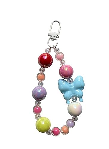 Daily Crafts Phone Charm Strap for Mobile | Orange Butterfly Beaded Phone Charm with Wrist Strap | Mobile Hanging Charms-picture-30