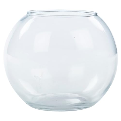 URBNLIVING Recycled Clear Glass Round Flower Pot Fish Bowl Vase Floral Display Centrepiece (Small)