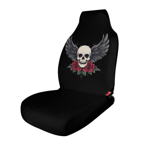 Skull Wing Floral Rose Car Seat Covers Universal Car Front Seats Protector Auto Interior Accessories 1PCS