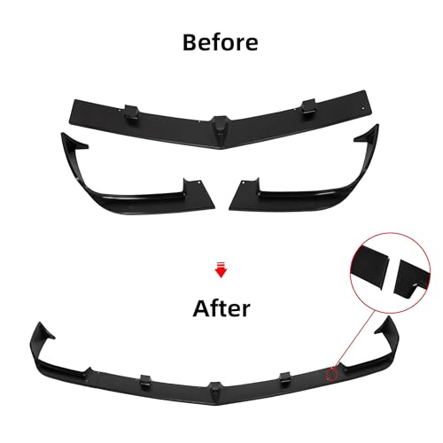 HECASA 3Pcs Front Bumper Lip Compatible with 2010-2013 Chevy/Chevrolet Camaro V8 SS Under Chin Spoiler Splitter Bumper Air Dams Valance Diffuser Protector Body Kit Plastic Black - Image 3