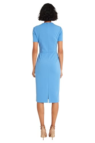 Image of Maggy London Women's Chic Asymmetric Crew Neck Short Sleeve Below The Knee Womens Dresses