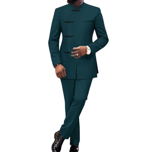 African Men's Suits 2 Piece Business Dress Suit Party Slim Fit Blazer Pants Formal Outfits