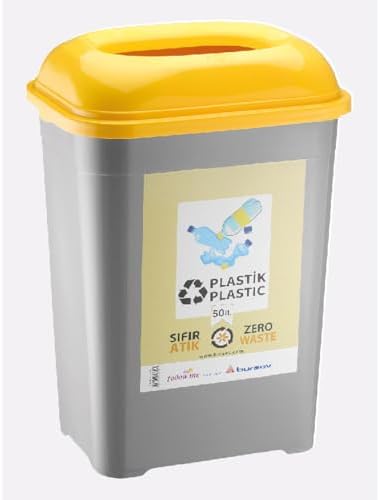 Plastik Atık Kovası Geri Dönüşüm Kutusu Cafe Otel Çöp Kutusu Eczane Çöp Kovası 50 Lt — Amazon ürün görseli