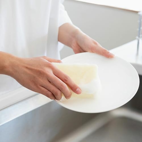 Image of Kamenoko Sponge Do - Set of 2 - Cream - Square - Kitchen Sponges for Cleaning Dishes and Pans - Odor-Resistant - Made in Japan