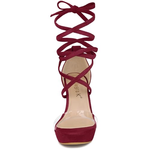 Image of Allegra K Women's Platform Lace Up Clear Chunky Heels Sandals