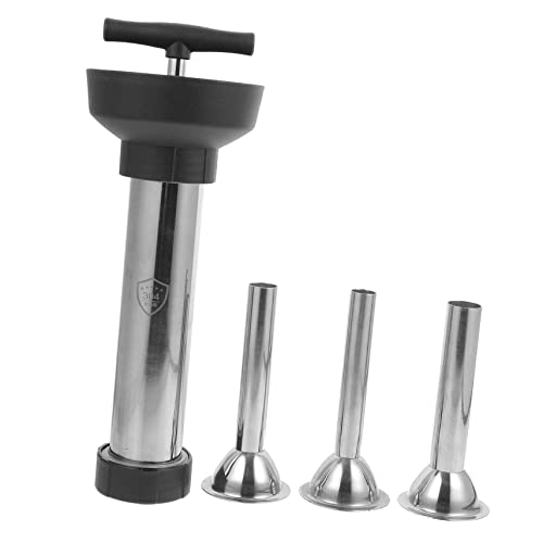 Cabilock 1set Manual Stainless Steel Sausage Stuffer Tool for Homemade Sausage Making Kitchen Meat Filler with Various Tubes for Pig Chicken and Lamb