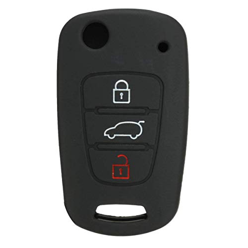 MOKIE Silicone Key Fob Case, Skin Cover Protector for 3bts KIA Sportage Optima Rio Soul Black