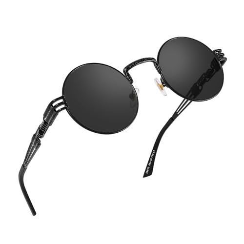 Vintage Round Steampunk Sunglasses for Women Men Circle Hippie Style Glasses Metal Frame