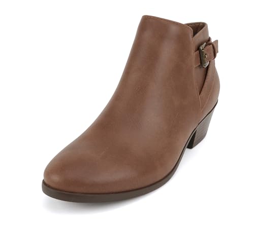 Soda CHOYA Women's Round Toe Faux Suede Stacked Heel Western Ankle Bootie2