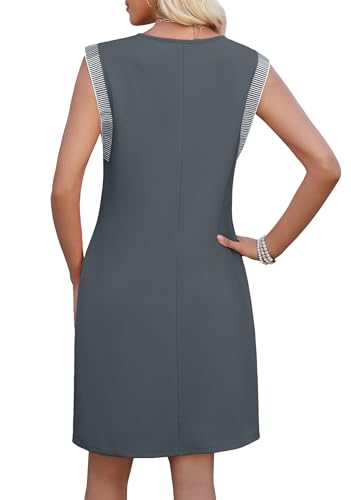 Image of WEACZZY Summer Dresses for Women 2026 Casual Crewneck Fit Beach Vacation Dress Sleeveless Loose Sundress with Pockets