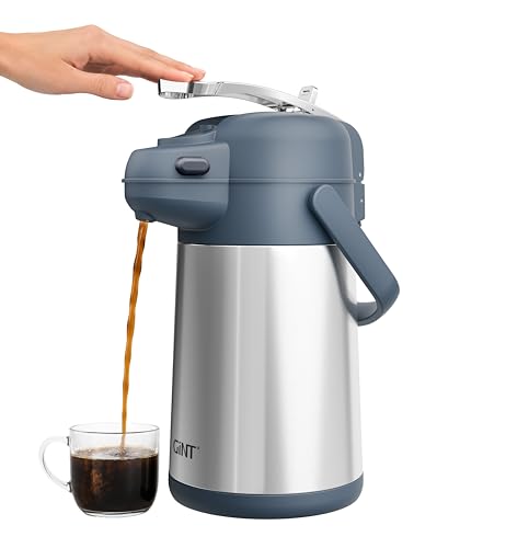 Image of GiNT 74oz Airpot Coffee Dispenser with Pump, Insulated Coffee Carafe for Hot Liquids, Stainless Steel Vacuum Insulated Pump Dispenser for Home Office Small Commercial Outdoor Use(2.2L)