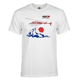 Napoleon Dynamite Air Services International T-Shirt Retro Helicopter Graphic Tee White Short Sleeve Top