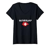 Photo Gallery donna switzerland souvenir swiss pride country flag brushed maglietta con collo a v Photo Gallery donna switzerland souvenir swiss pride country flag brushed maglietta con collo a v