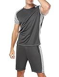 Wayleb Jogginganzug Herren Kurz Sportanzug Trainingsanzug Tracksuit Fußbal Sportbekleidung Activewear für Herren Sommer Atmungsaktiv Sporthose Laufhose Sweatshirt kurz Freizeitanzug Fitness