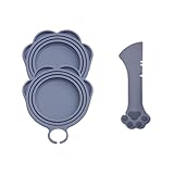 Ydeer Pet Food Can Lids And Spoon,2 Pack Pet Food Can Covers, One Fit 3 Standard Size Cans,For Dog And Cat Food Cans,Grey