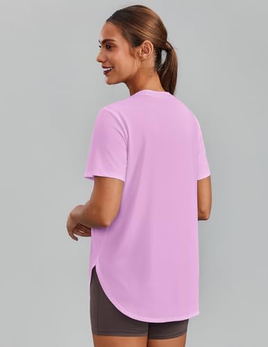 Image of PINSPARK Workout Tops for Women Short Sleeve Athletic Shirts UPF 50+ Quick Dry Running Outfits for Exercise Gym Hiking S-3XL