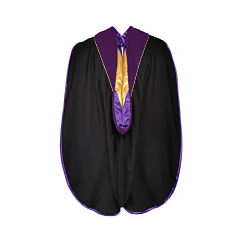 GradPlaza Unisex Deluxe Graduation Doctoral Hood with Gold Piping, Purple/Purple/Gold, One size Cover