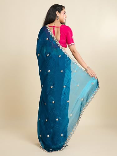 Image of Women's Chiffon Saree with Unstitched Blouse Piece