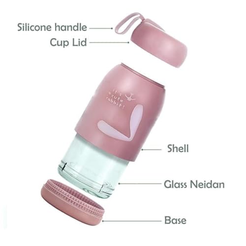Image of Glassbunny Cute Rabbit Water Bottle for Kids,School & Travel | Leak-Proof, Screw Top Lid | 380ml | Glass Material (Multi Color)
