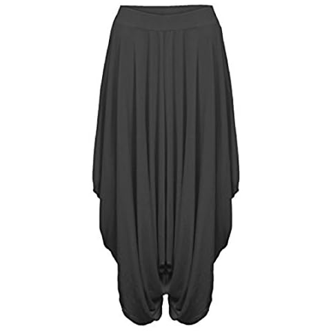 Comfiestyle® New Womens Ladies Gathered Draped Baggy Harem Pants Trousers Lagenlook Alibaba. UK 8-26 Charcoal Cover