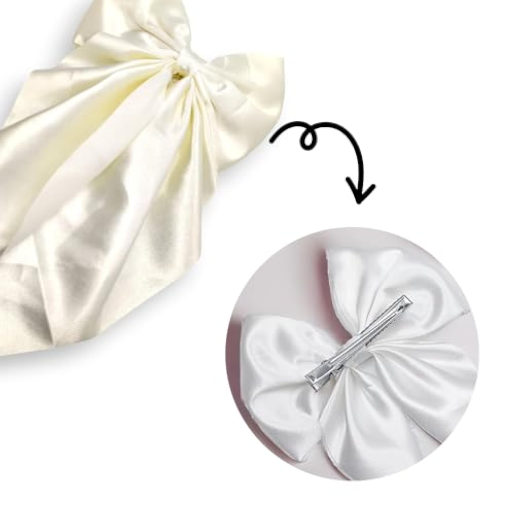 Fancy Bow Hair Clips for Women with 2 pcs Hair Rubber Band, Black