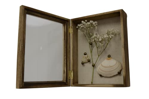 DECOMIL – Shadow Box Frame , Solid Wood Shadow Box Display Case , Deep Design, Magnetic Door for Memorabilia, Awards , Tickets, Medals (Oak)