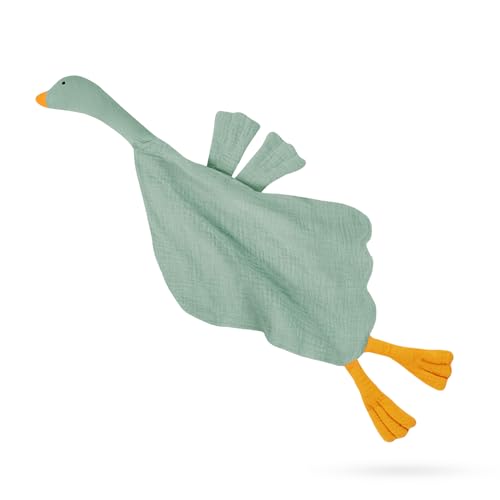 Image of Baby Toys Lovey Blanket Soft Goose Toys for Newborn Essentials 0-6 Months, Sensory Stuffed Animal Security Blanket for Boys and Girls (Goose-Sage)
