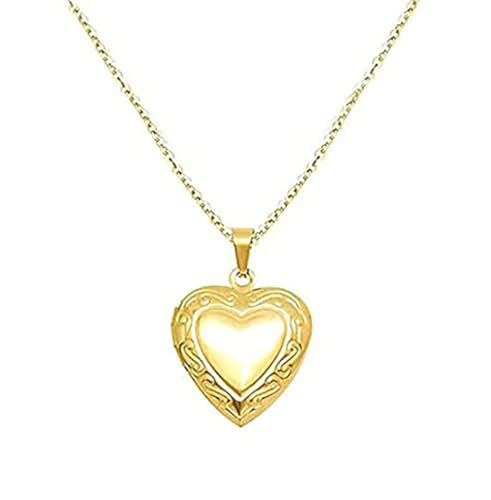 18K Gold Plated Heart Locket Necklaces Photo Pendant Necklace For Women Jewelry Gifts