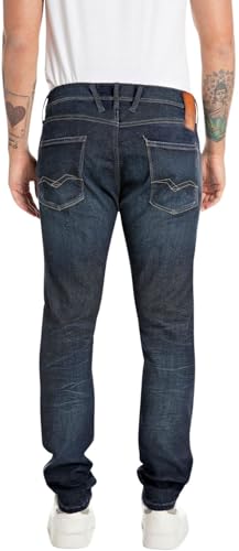 Replay Herren Jeans Anbass Slim-Fit Hyperflex mit Stretch, Blau (Dark Blue 007-6), 29W / 34L – Ansicht 2
