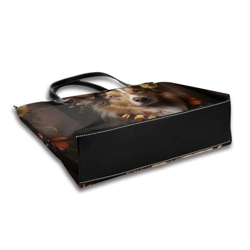 Dog Girl with Flowers Stylish Waterproof Handbag for Women - Lightweight Travel Tote with Double-Sided Digital Print, Large Capacity4