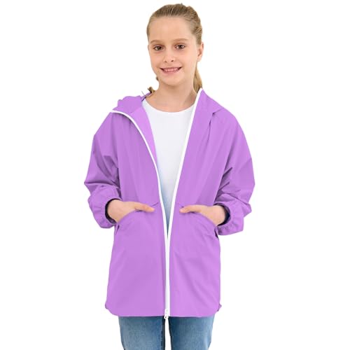 Image of MODAFANS Boys Girls Rain Jacket Waterproof lined Hooded RainCoats Windbreaker