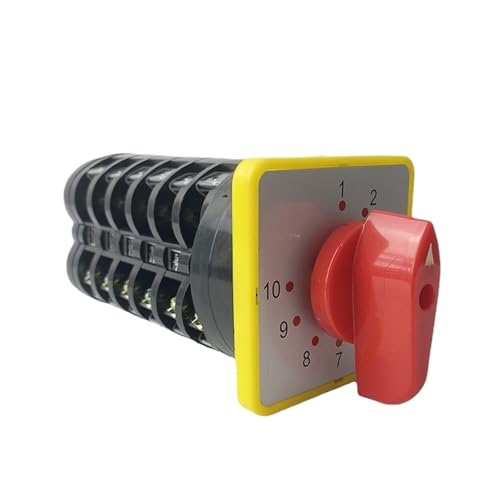 TSIOHKBS 10 Position LW5-16/6 Rotary Cam Switch 6 Pole 16A Amp Square Plate Changeover Knob Selector