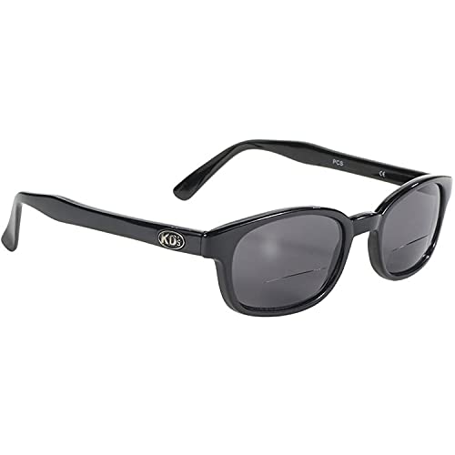 Pacific Coast The Original KD's Biker Shades By PCSUN Black Frames +1.75 Magnification Smoke Lenses