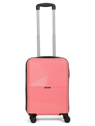 Image of Teakwood Small Size 8 Wheels Trolley Bag, Hard Cabin with Zipper Closure, Adjustable Push Button & Cross Side Strap, Number Lock System 360 Degree (Small, Pink)