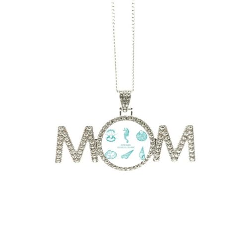 Collier hippocampe bleu, le cadeau de fête des mères gravé d'amour