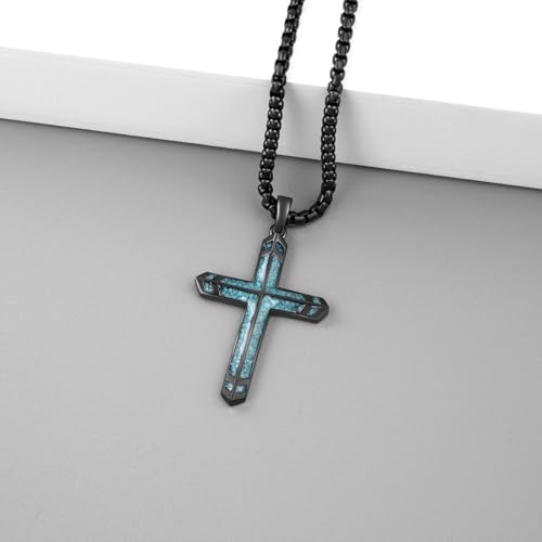 Turquoise Cross Necklace 925 Sterling Silver Cross Necklace for Men Christian Jewelry Gifts for Men3